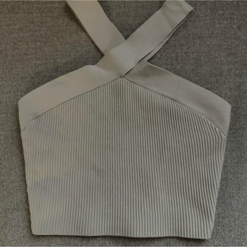 Aritzia Cream Ribbed Bustier Tank Top